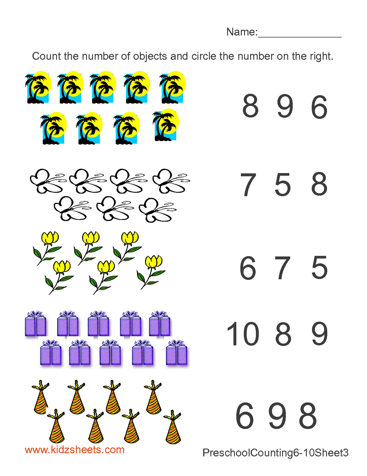 count and circle worksheets