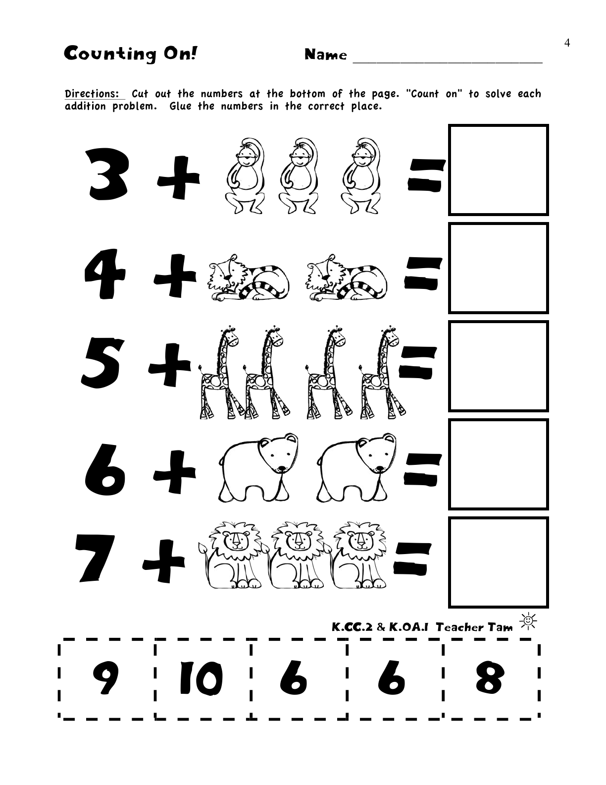Kinder Math Adding And Counting Practice MySchoolsMath