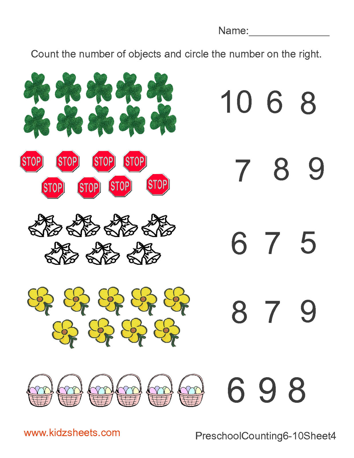 kindergarten counting objects math practice