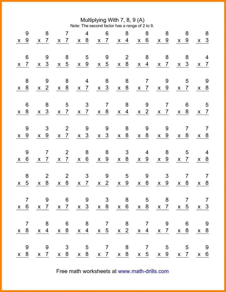 100-math-facts-worksheet-multiplication-facts-to-100-no-zeros-or-ones