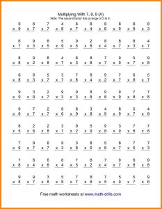 4th Grade Multiplication Math Facts Worksheets