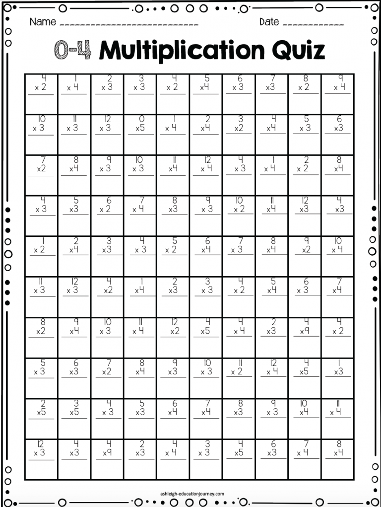 Multiplication Practice Worksheets Grade 4