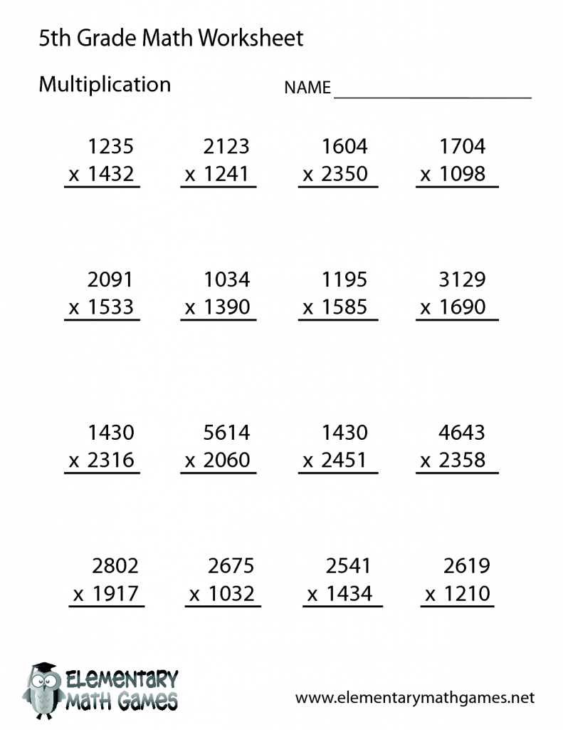 5th Grade Math Practice Multiplication