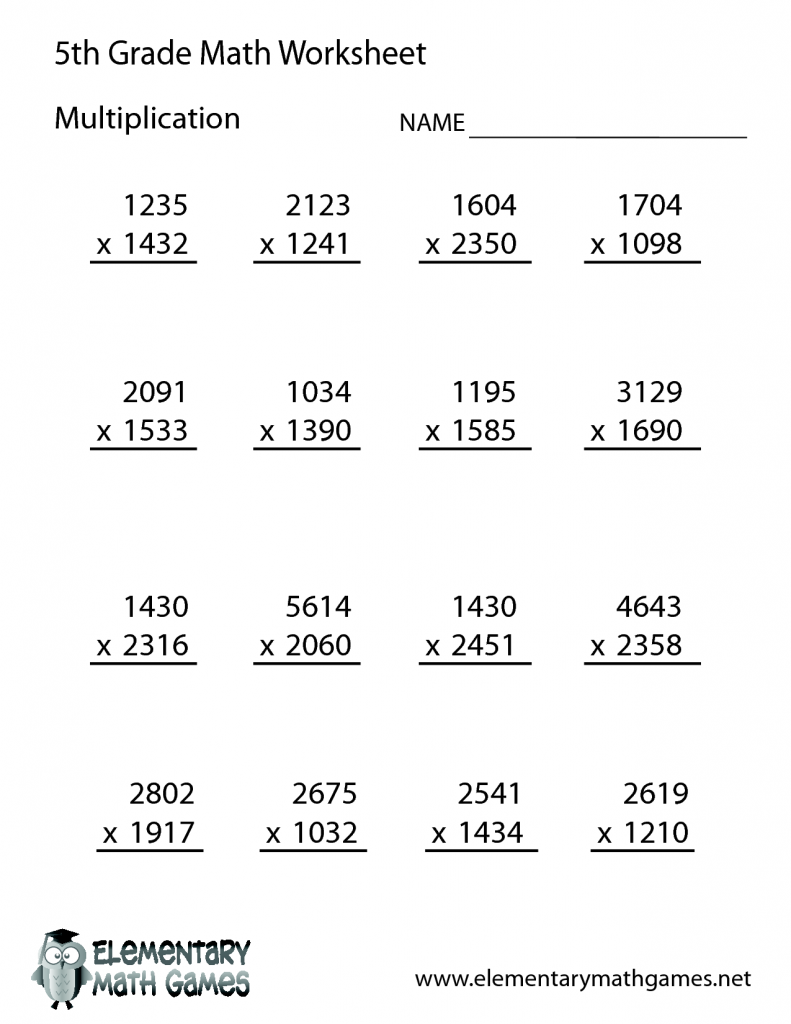 5th grade math practice multiplication