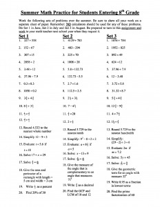 8th Grade Math Practice - Printable