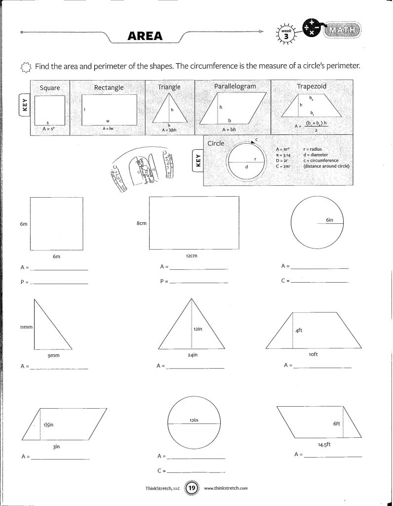 Free Perimeter And Area Math Worksheets