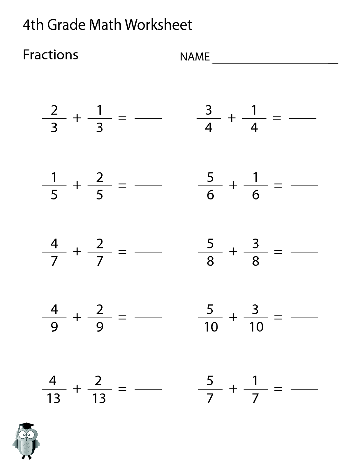 Begin Adding Fractions Practice MySchoolsMath