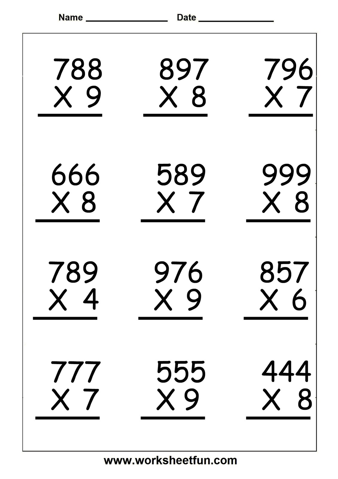 Fifth Grade Multiplication Practice MySchoolsMath