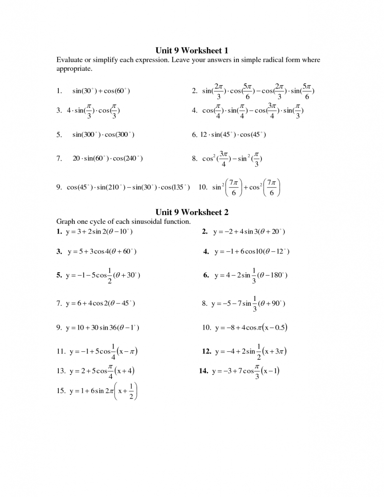 Calculus Math Worksheet