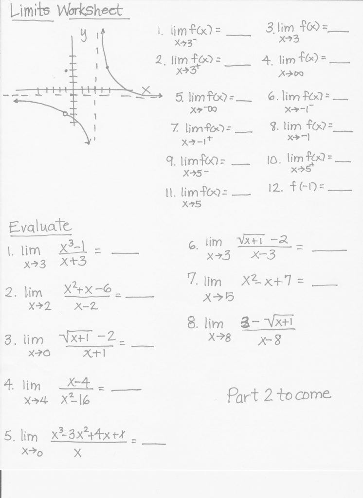 Calculus Limits Worksheet