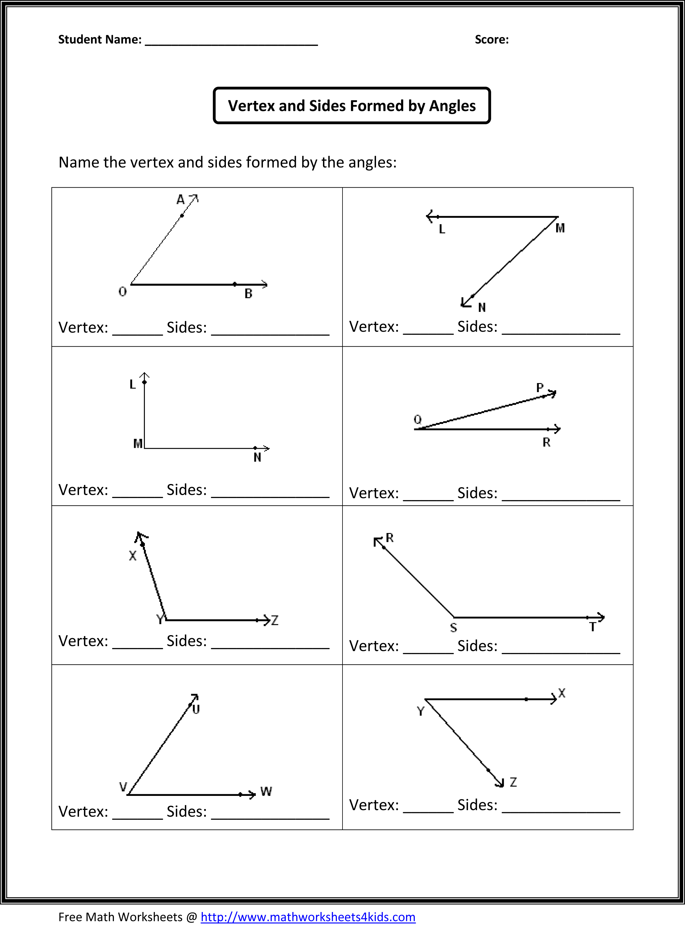 Vertex and Sides Formed by Angles