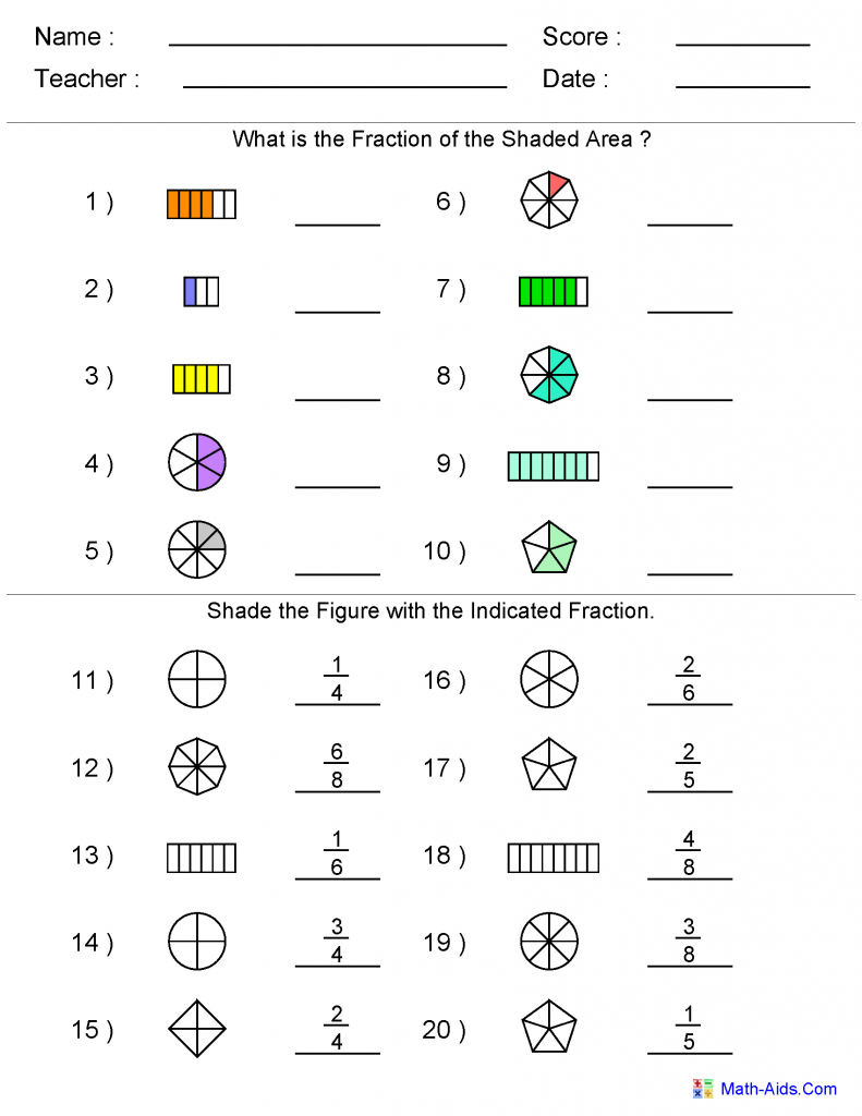 Printable 5th Grade Fractions Practice Worksheet 2016