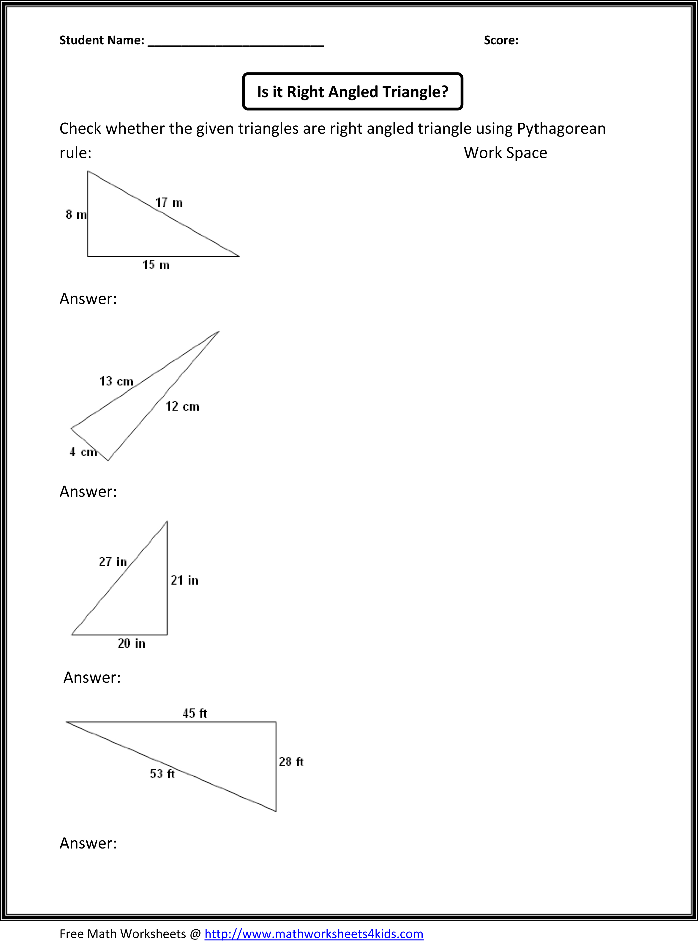 Right Triangles - Pythagorean