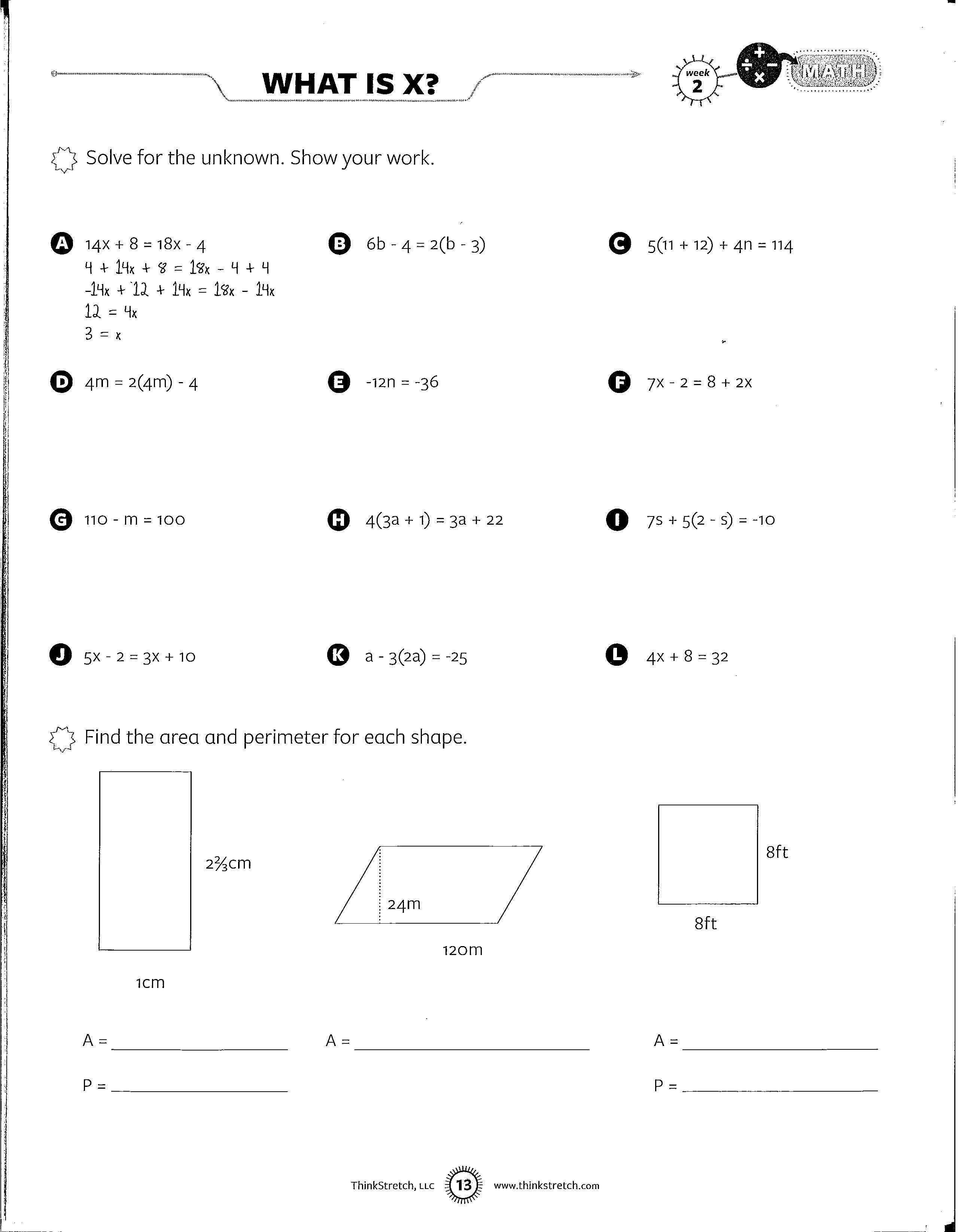 Solve for X Math Practice