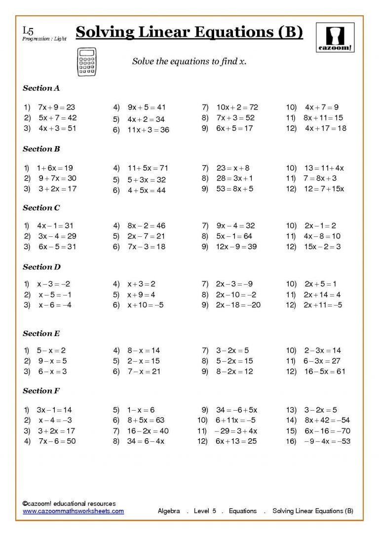 PDF algebra linear equations Algebra PDF  PDFprof.com Throughout Linear Equations Worksheet Pdf