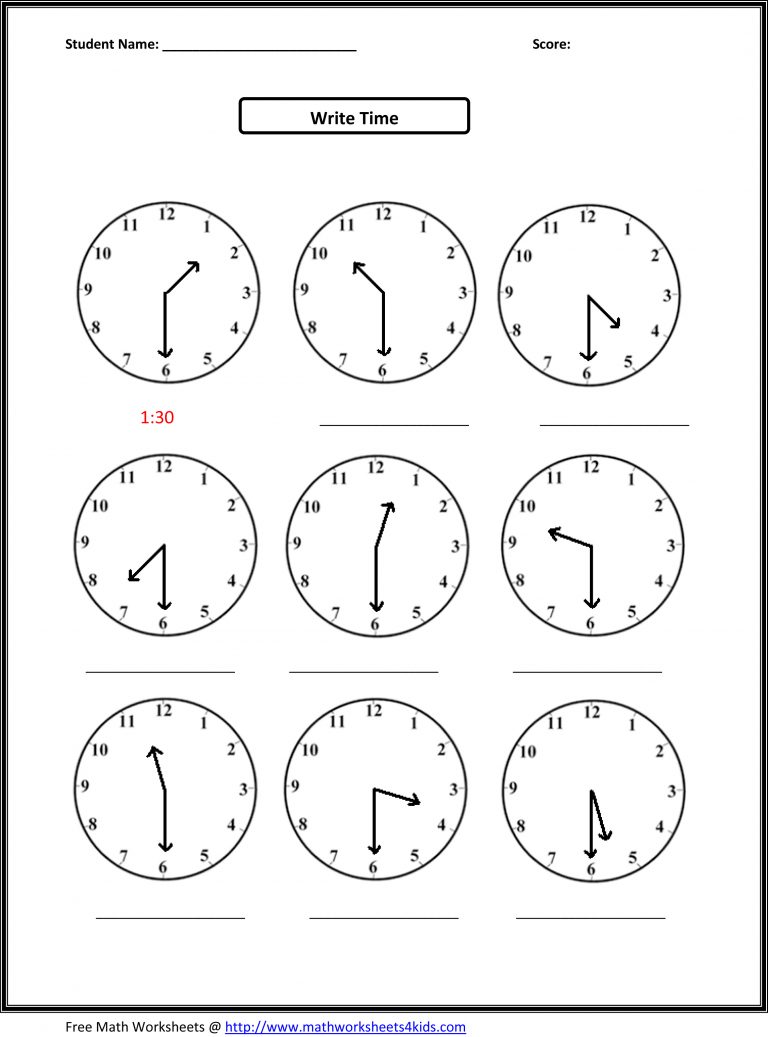 Telling Time Practice Worksheet For 2nd Graders MySchoolsMath